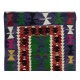 Colorful Vintage Hand-Woven Geometric Pattern Central Anatolian Kilim 'Flat-Weave', 100% Wool