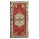 Traditional Vintage Turkish Handmade Accent Rug with Medallion Design