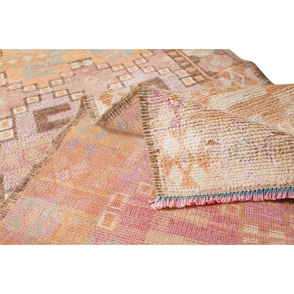 Vintage Handmade Narrow Runner Rug for Hallway, Turkish Oushak Corridor Carpet, 100% Wool