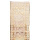 Vintage Handmade Narrow Runner Rug for Hallway, Turkish Oushak Corridor Carpet, 100% Wool