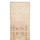 Vintage Hand-Knotted Anatolian Oushak Runner Rug for Hallway Decor