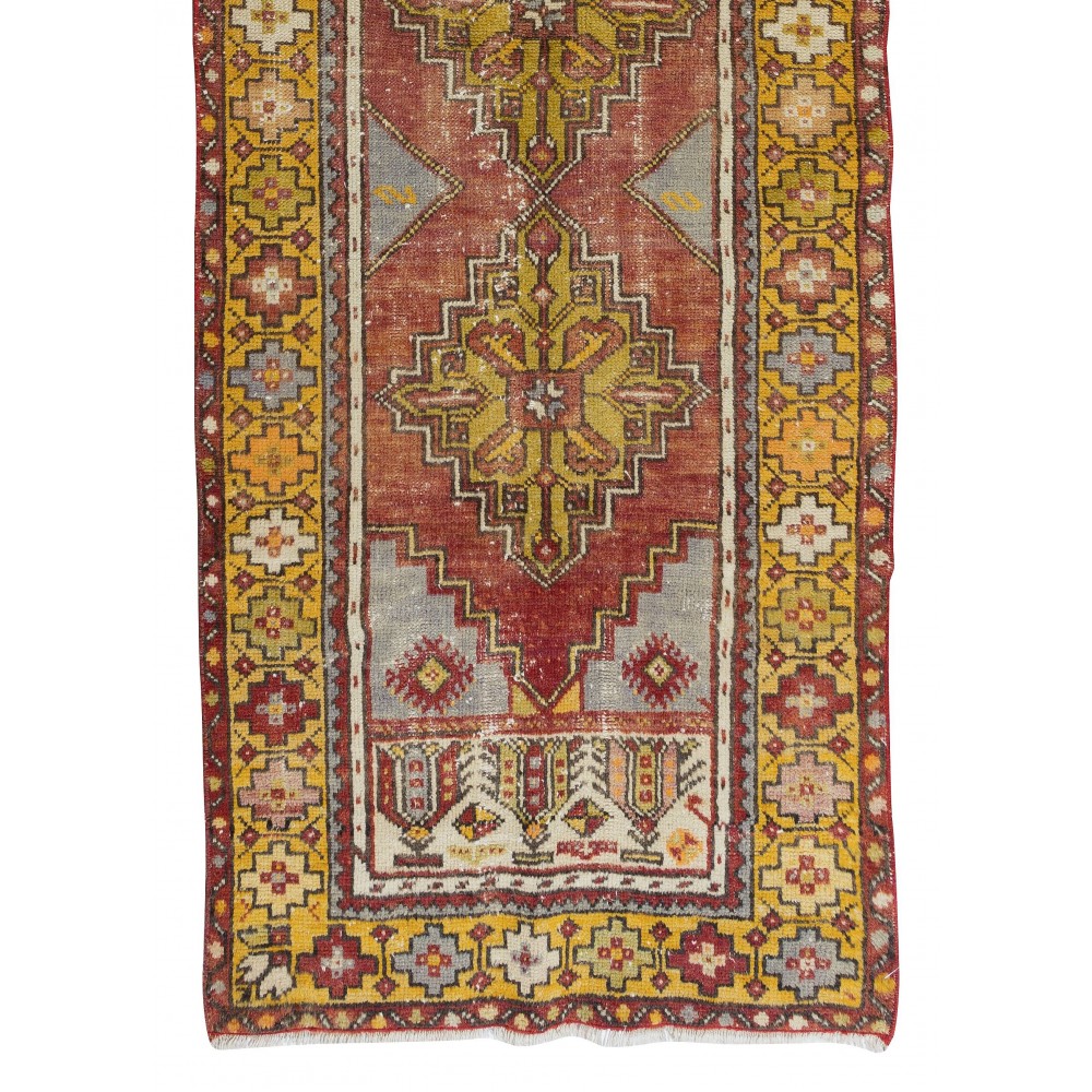 Vintage Village Runner Rug from Turkey, Hand Knotted Corridor Carpet