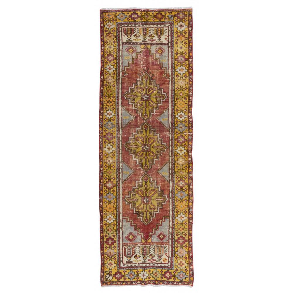 Vintage Village Runner Rug from Turkey, Hand Knotted Corridor Carpet