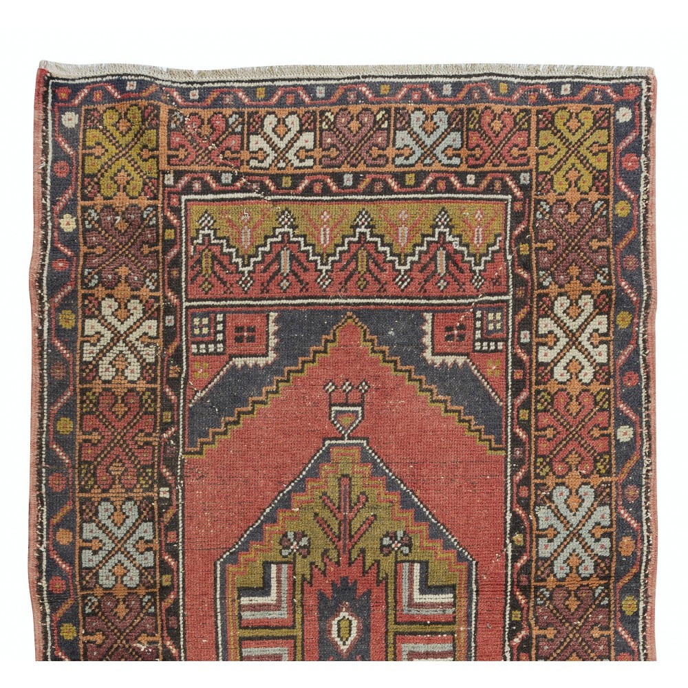 Nice Handmade Midcentury Turkish Oriental Wool Rug with Tribal Style
