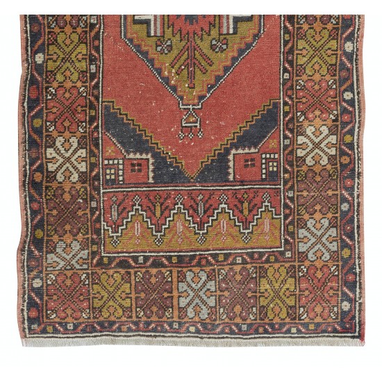Nice Handmade Midcentury Turkish Oriental Wool Rug with Tribal Style