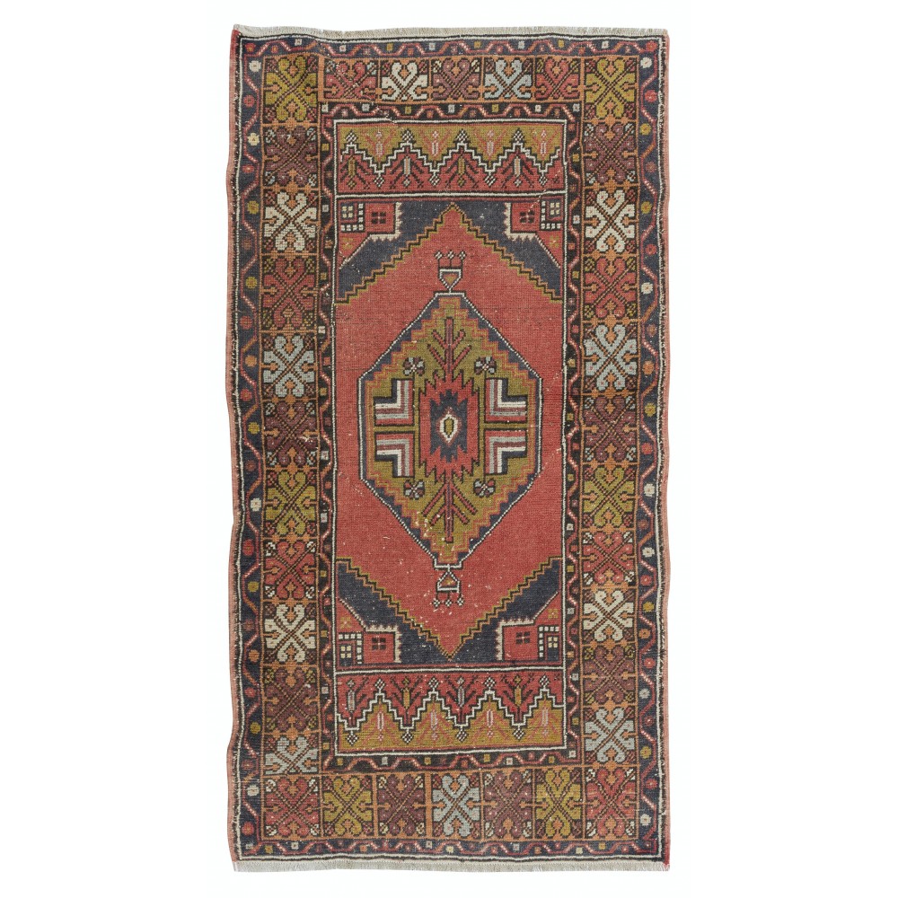 Nice Handmade Midcentury Turkish Oriental Wool Rug with Tribal Style