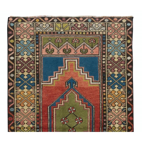 Handmade Anatolian Oriental Carpet, Decorative Tribal Style Vintage Wool Rug Handmade Anatolian Oriental Carpet, Decorative Tribal Style Vintage Wool Rug