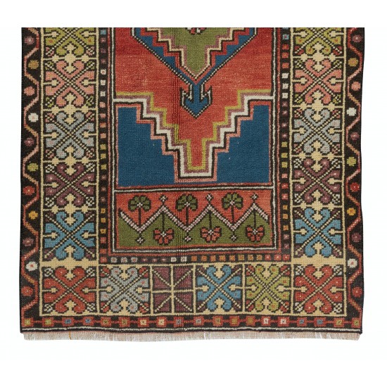 Handmade Anatolian Oriental Carpet, Decorative Tribal Style Vintage Wool Rug Handmade Anatolian Oriental Carpet, Decorative Tribal Style Vintage Wool Rug