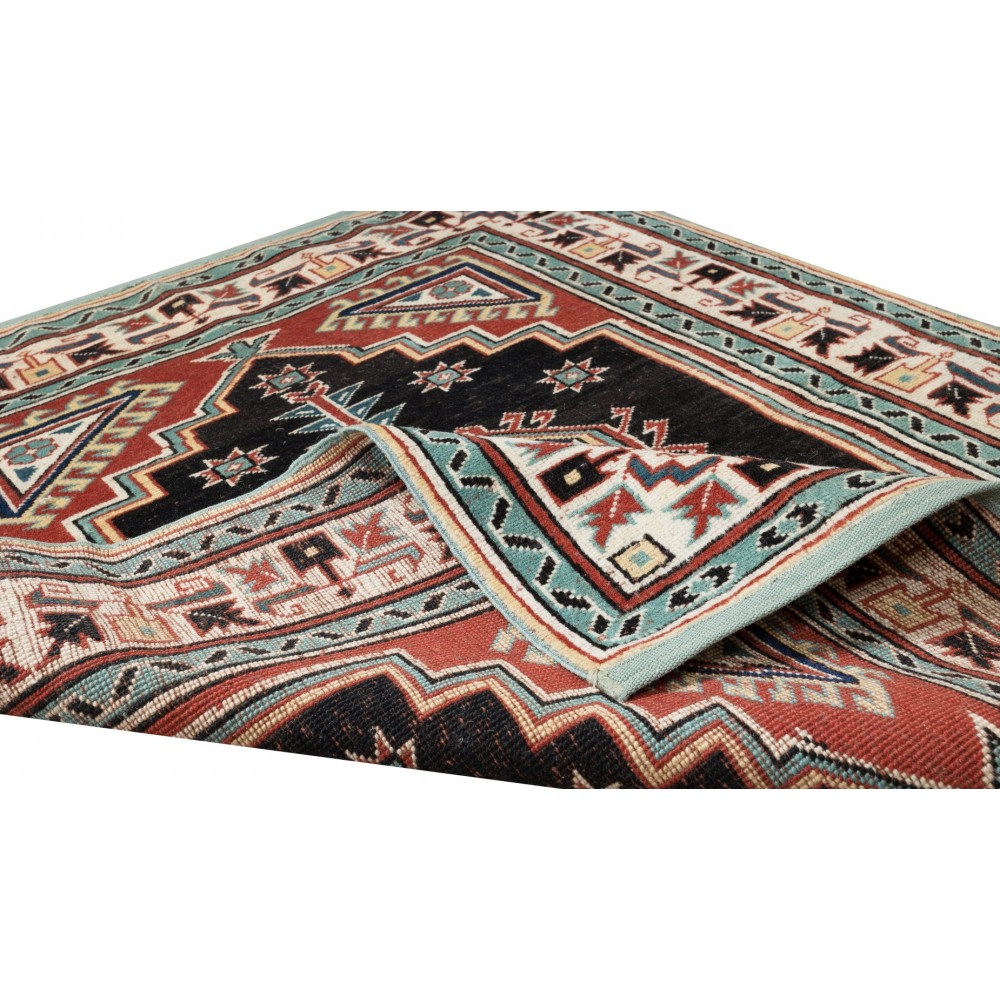 Vintage Handmade Geometric Pattern Accent Rug from Turkey, 100% Wool