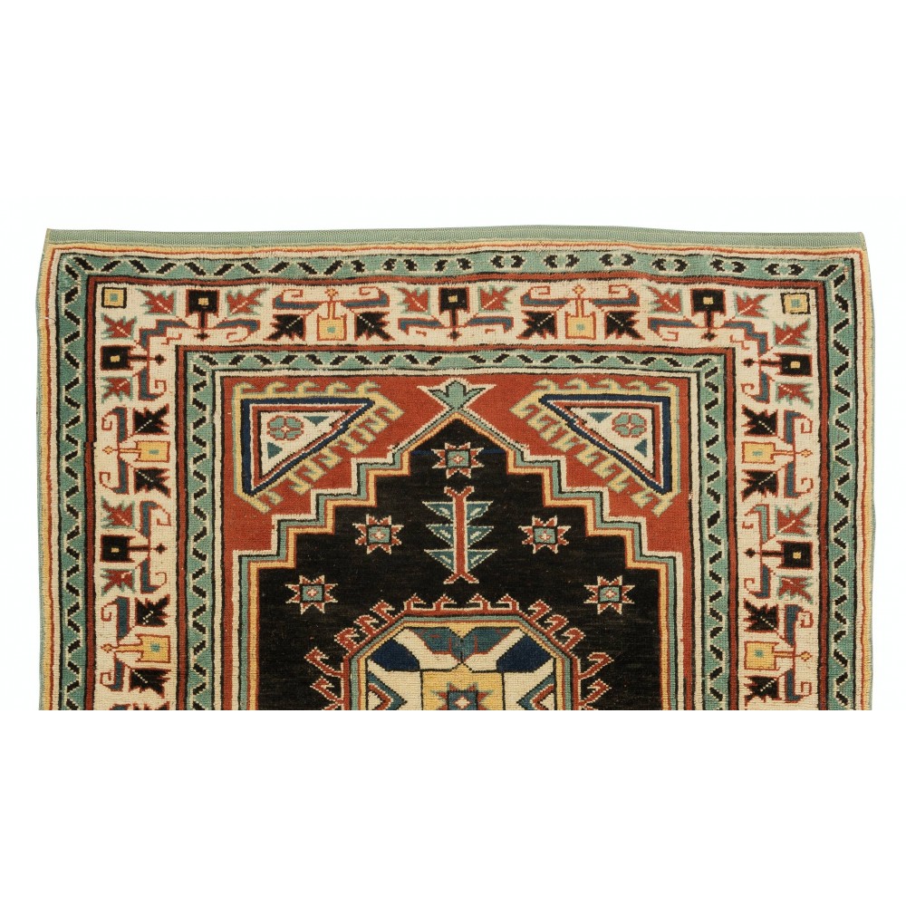 Vintage Handmade Geometric Pattern Accent Rug from Turkey, 100% Wool