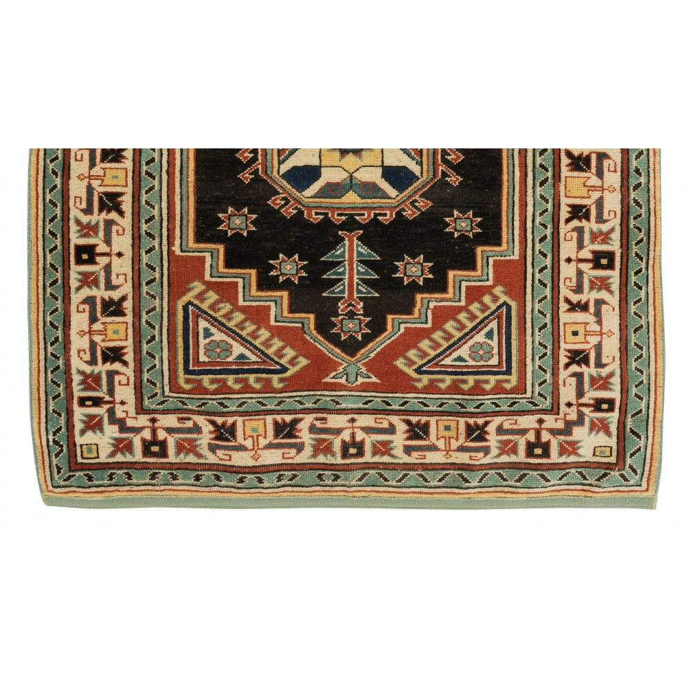 Vintage Handmade Geometric Pattern Accent Rug from Turkey, 100% Wool