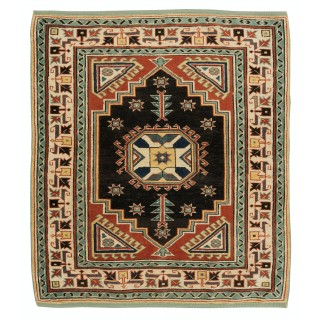 Vintage Handmade Geometric Pattern Accent Rug from Turkey, 100% Wool