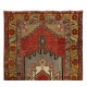 Vintage Hand Knotted Turkish Accent Rug with Geometric Medallion Design