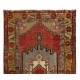 Vintage Hand Knotted Turkish Accent Rug with Geometric Medallion Design