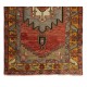 Vintage Hand Knotted Turkish Accent Rug with Geometric Medallion Design