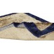 Minimalist Handmade Bordered "Tulu" Rug in Navy Blue & Camel. 100% Wool