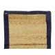 Minimalist Handmade Bordered "Tulu" Rug in Navy Blue & Camel. 100% Wool