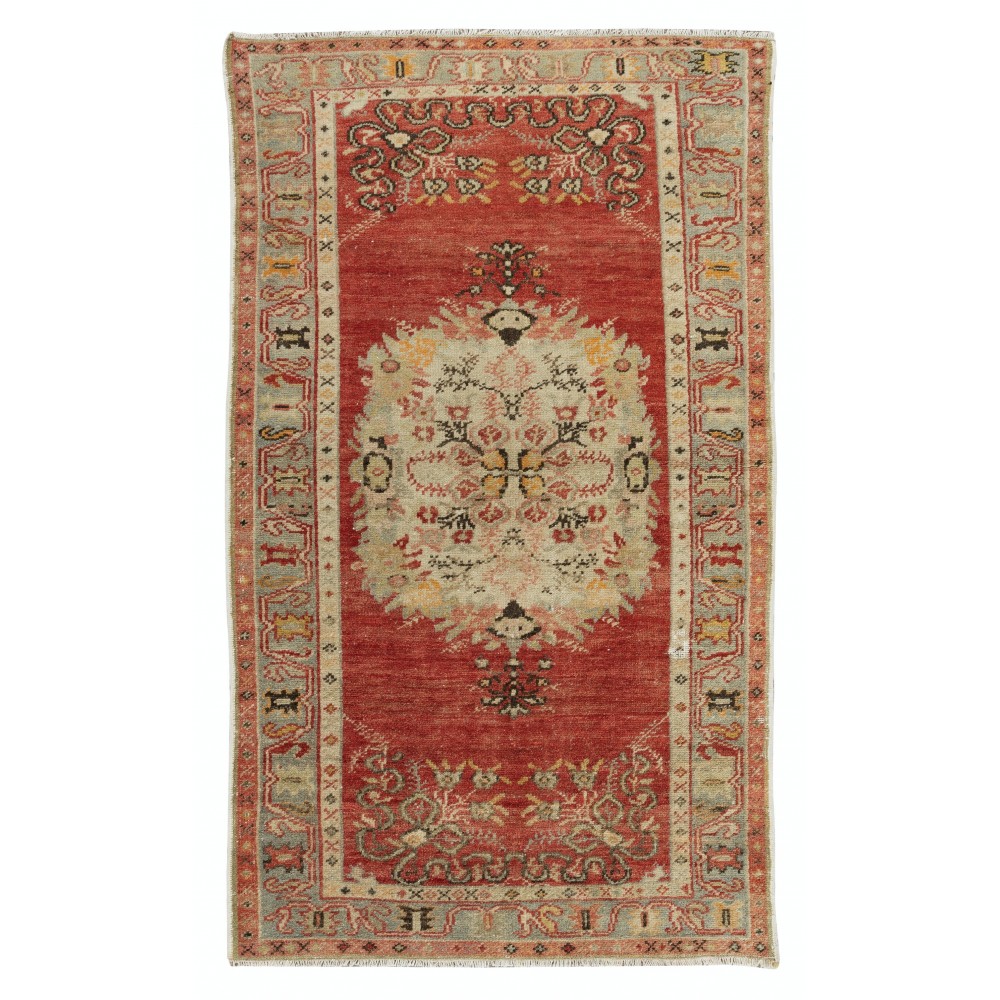 Mid-Century Handmade Anatolian Wool Accent Rug, Circa 1960