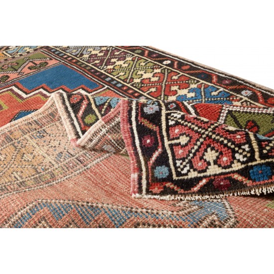 Colorful Tribal Style Vintage Turkish Wool Rug, Hand-Knotted Oriental Carpet