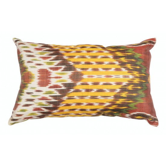 Hand-Woven Colorful Cushion Cover from %100 Cotton IKAT Fabric, Uzbek Pillowcase Hand-Woven Colorful Cushion Cover from %100 Cotton IKAT Fabric, Uzbek Pillowcase