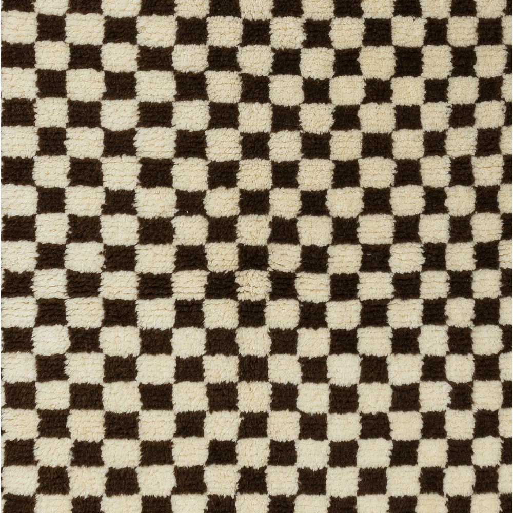 Custom Handmade Checkered Design Tulu Rug in Black, Ivory. All Soft, Cozy Wool