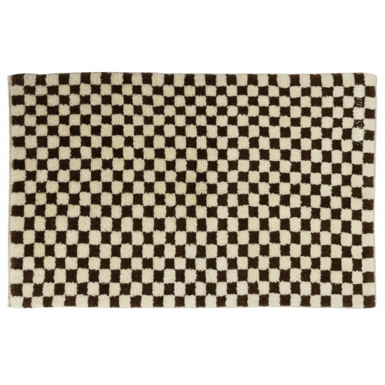 Custom Handmade Checkered Design Tulu Rug in Black, Ivory. All Soft, Cozy Wool Custom Handmade Checkered Design Tulu Rug in Black, Ivory. All Soft, Cozy Wool