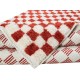 Custom Handmade Checkered Design Tulu Rug in Red, Ivory. All Soft, Cozy Wool