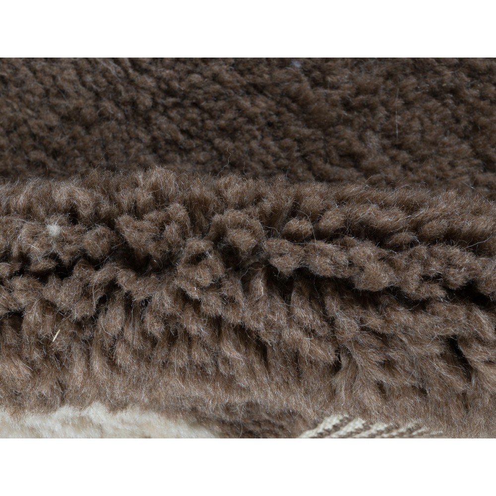 Contemporary Hand Knotted Tulu Rug in Brown & Beige. 100% Un-Dyed Wool. New Shaggy Carpet Made-to-Order, Customizable