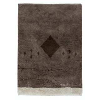 Contemporary Hand Knotted Tulu Rug in Brown & Beige. 100% Un-Dyed Wool. Made-to-Order, Customizable