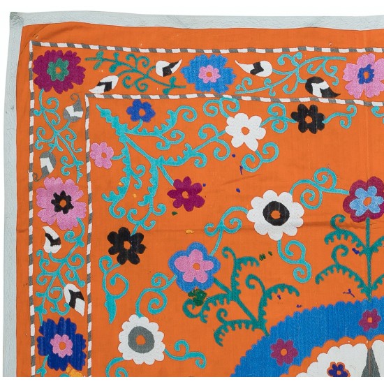 100% Cotton Suzani Bedspread, Hand Embroidered Wall Hanging, Vintage Tapestry 100% Cotton Suzani Bedspread, Hand Embroidered Wall Hanging, Vintage Tapestry