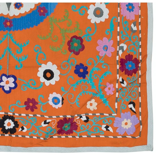 100% Cotton Suzani Bedspread, Hand Embroidered Wall Hanging, Vintage Tapestry 100% Cotton Suzani Bedspread, Hand Embroidered Wall Hanging, Vintage Tapestry