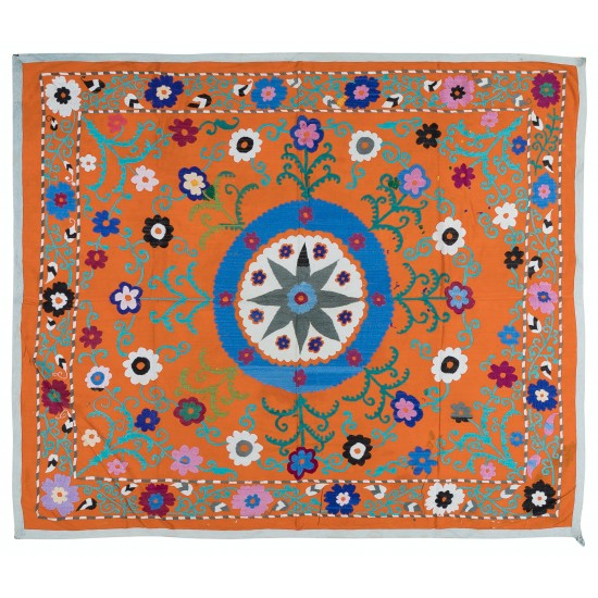 100% Cotton Suzani Bedspread, Hand Embroidered Wall Hanging, Vintage Tapestry 100% Cotton Suzani Bedspread, Hand Embroidered Wall Hanging, Vintage Tapestry