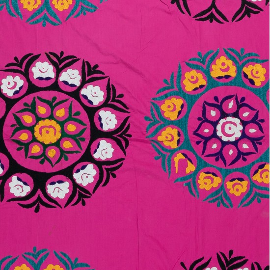 Central Asian Suzani Textile Wall Hanging, Decorative Bedspread, Vintage Embroidered Tapestry Central Asian Suzani Textile Wall Hanging, Decorative Bedspread, Vintage Embroidered Tapestry