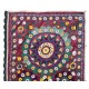 Hand Embroidered Suzani Wall Hanging, Central Asian Table Cover, Vintage 100% Cotton Bed Cover