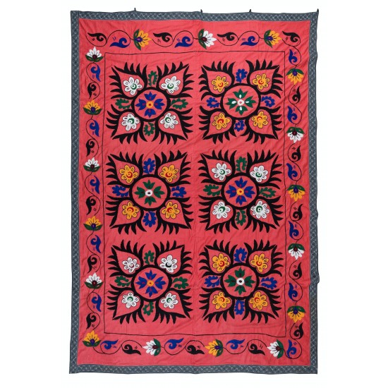 Hand Embroidered Bedspread, Vintage Suzani Tapestry, Uzbek Throw Hand Embroidered Bedspread, Vintage Suzani Tapestry, Uzbek Throw