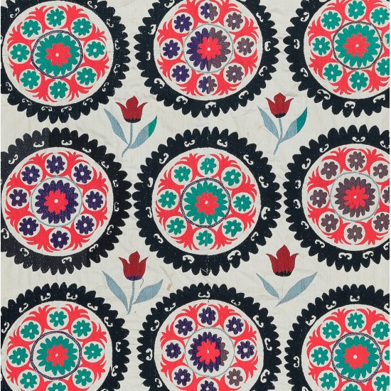 100% Cotton Suzani Bedspread, Hand Embroidered Wall Hanging, Vintage Tapestry 100% Cotton Suzani Bedspread, Hand Embroidered Wall Hanging, Vintage Tapestry
