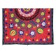 Hand Embroidered Suzani Wall Hanging, Central Asian Table Cover, Vintage 100% Cotton Bed Cover Hand Embroidered Suzani Wall Hanging, Central Asian Table Cover, Vintage 100% Cotton Bed Cover