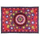Hand Embroidered Suzani Wall Hanging, Central Asian Table Cover, Vintage 100% Cotton Bed Cover Hand Embroidered Suzani Wall Hanging, Central Asian Table Cover, Vintage 100% Cotton Bed Cover