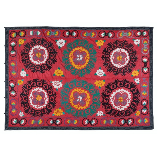 Embroidered Cotton Wall Hanging, Suzani Needlework Bed Cover, Wall Decor Fabric Embroidered Cotton Wall Hanging, Suzani Needlework Bed Cover, Wall Decor Fabric