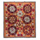 Handmade Vintage Suzani Fabric Cotton Bedspread from Uzbekistan, Decorative Wall Hanging