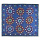 100% Cotton Suzani Bedspread, Hand Embroidered Wall Hanging, Vintage Tapestry in Blue 100% Cotton Suzani Bedspread, Hand Embroidered Wall Hanging, Vintage Tapestry in Blue