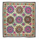 Hand Embroidered Bedspread, Vintage Suzani Tapestry, Uzbek Throw