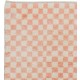 Checkered Handmade Rug in Beige & Soft Pink, 100% Soft, Cozy Wool, Custom Checkerboard Tulu Carpet for Modern Interiors