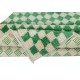 Checkered Handmade Rug in Beige & Emerald Green, 100% Soft, Cozy Wool, Custom Checkerboard Tulu Carpet for Modern Interiors