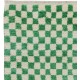 Checkered Handmade Rug in Beige & Emerald Green, 100% Soft, Cozy Wool, Custom Checkerboard Tulu Carpet for Modern Interiors