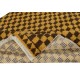 Checkered Handmade Tulu Rug in Brown & Mustard Color, 100% Soft, Cozy Wool, Custom Shaggy Carpet for Modern Interiors