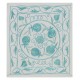 Uzbek Suzani Hand Embroidered Cushion Cover, Silk Decorative Sham, Handmade Lace Pillow in Light Teal Blue & Ivory Colors