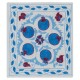 Cream, Blue & Dark Red Silk Embroidery Lace Pillow Cover, Handmade Suzani Pillow, Decorative Sham