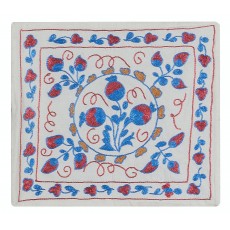 Uzbek Suzani Hand Embroidered Cushion Cover. Silk Traditional Sham. Handmade Accent Pillow