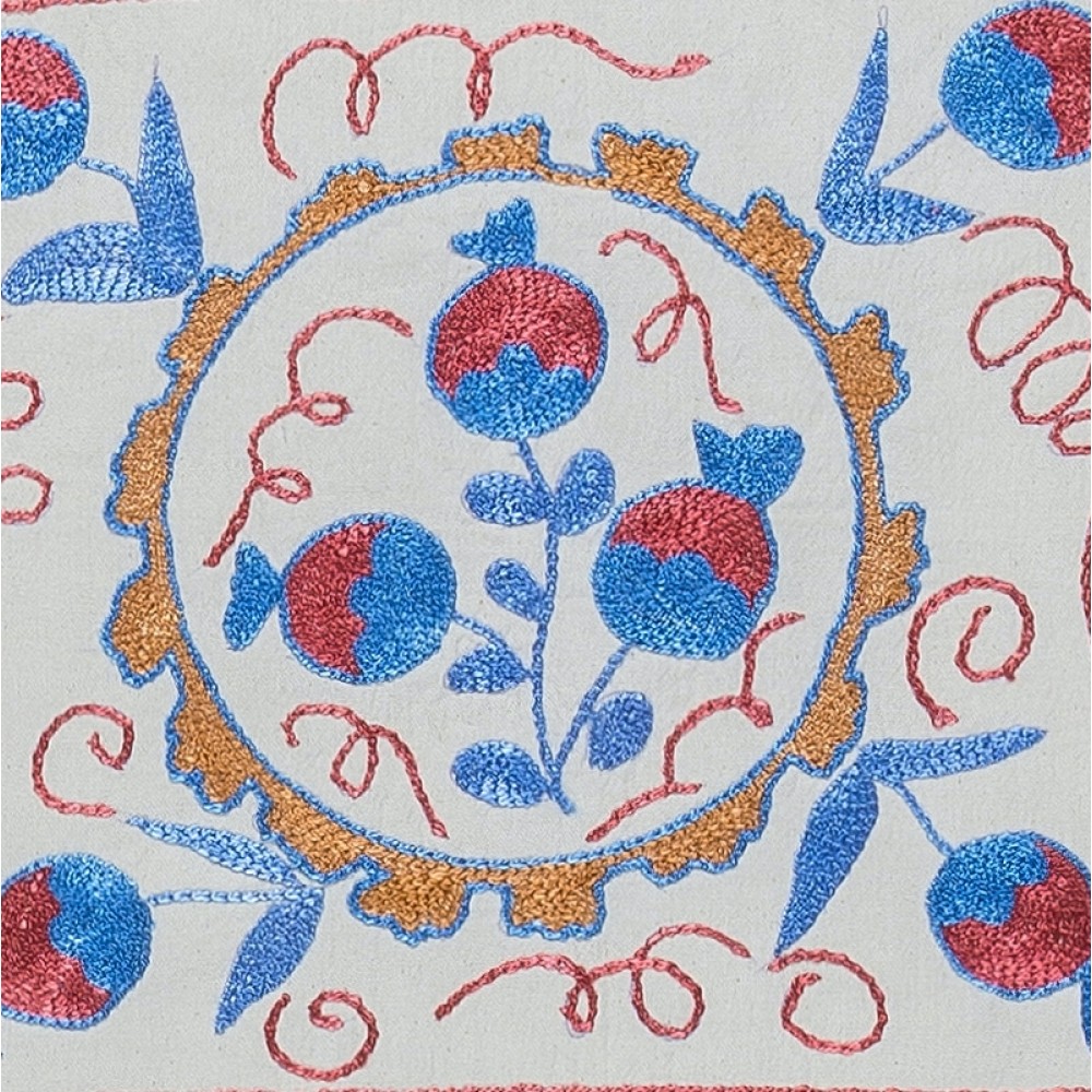 Central Asian Silk Embroidery Lace Pillow Cover, Handmade Suzani Pillow, Decorative Sham